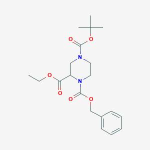 molecular formula C20H28N2O6 B8415078 Ethyl 1-benzyloxycarbonyl-4-(tert-butoxycarbonyl)-2-piperazinecarboxylate 