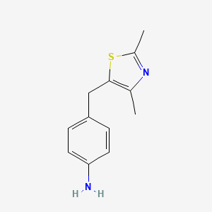 molecular formula C12H14N2S B8415294 2,4-Dimethyl-5-(4-aminobenzyl)thiazole 
