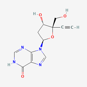 9-[(2R,4S,5R)-5-ethynyl-4-hydroxy-5-(hydroxymethyl)tetrahydrofuran-2-yl]-1H-purin-6-one