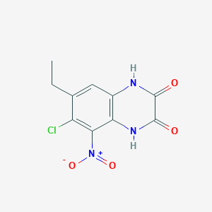molecular formula C10H8ClN3O4 B8415462 6-Chloro-7-ethyl-5-nitro-1,4-dihydroquinoxaline-2,3-dione 