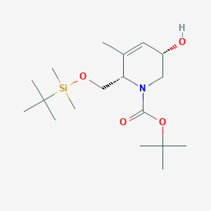 molecular formula C18H35NO4Si B8415516 tert-Butyl (3S,6S)-6-(((tert-butyldimethylsilyl)oxy)methyl)-3-hydroxy-5-methyl-3,6-dihydropyridine-1(2H)-carboxylate 
