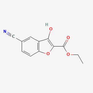 molecular formula C12H9NO4 B8415532 Ethyl 5-cyano-3-hydroxy-2-benzofurancarboxylate 