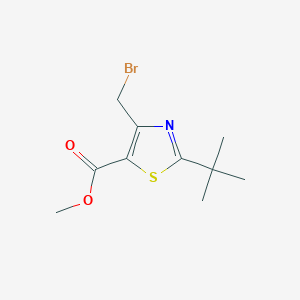 molecular formula C10H14BrNO2S B8415550 Methyl 4-(Bromomethyl)-2-tert-butylthiazole-5-carboxylate 