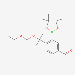 molecular formula C20H31BO5 B8415568 1-(4-(2-(Ethoxymethoxy)propan-2-yl)-3-(4,4,5,5-tetramethyl-1,3,2-dioxaborolan-2-yl)phenyl)ethanone 