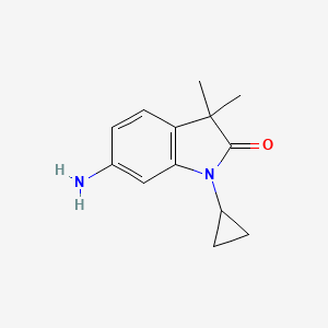 molecular formula C13H16N2O B8415571 6-Amino-1-cyclopropyl-3,3-dimethyl-1,3-dihydro-indol-2-one 
