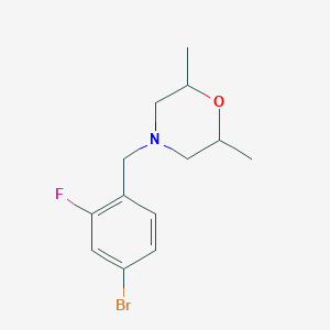 molecular formula C13H17BrFNO B8415574 4-[(4-Bromo-2-fluorophenyl)methyl]-2,6-dimethylmorpholine 