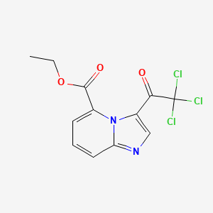 molecular formula C12H9Cl3N2O3 B8415725 5-Ethoxycarbonyl-3-trichloroacetylimidazo[1,2-a]pyridine 