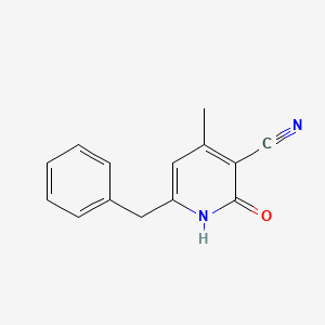 molecular formula C14H12N2O B8416853 4-Methyl-2-oxo-6-(phenylmethyl)-1,2-dihydro-3-pyridinecarbonitrile 