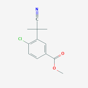 molecular formula C12H12ClNO2 B8417126 Methyl 4-chloro-3-(1-cyano-1-methylethyl)benzoate CAS No. 872091-86-6