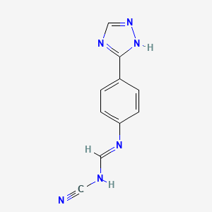 molecular formula C10H8N6 B8417154 N-cyano-N'-[4-(1H-1,2,4-triazol-5-yl)phenyl]methanimidamide CAS No. 89250-75-9