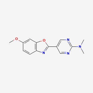 molecular formula C14H14N4O2 B8417169 5-(6-Methoxy-1,3-benzoxazol-2-yl)-N,N-dimethylpyrimidin-2-amine 