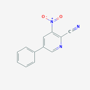 molecular formula C12H7N3O2 B8417206 3-Nitro-5-phenylpicolinonitrile 