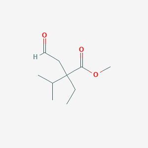 molecular formula C10H18O3 B8417394 Methyl 2-ethyl-2-(1-methylethyl)-4-oxobutanoate 