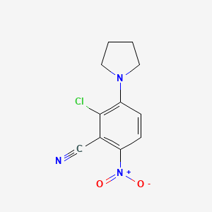 molecular formula C11H10ClN3O2 B8417703 2-Chloro-6-nitro-3-pyrrolidinobenzonitrile 