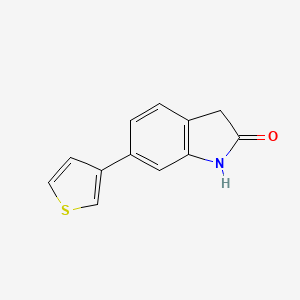 molecular formula C12H9NOS B8417981 6-Thiophen-3-yl-1,3-dihydroindol-2-one 