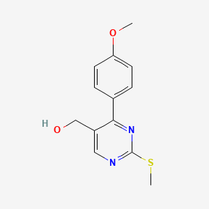 molecular formula C13H14N2O2S B8418640 [4-(4-Methoxyphenyl)-2-(methylsulfanyl)pyrimidin-5-yl]methanol 