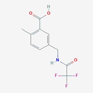 molecular formula C11H10F3NO3 B8419392 2-Methyl-5-((2,2,2-trifluoroacetamido)methyl)benzoic acid 