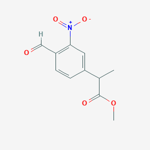 Methyl 2-(4-formyl-3-nitrophenyl)propionate
