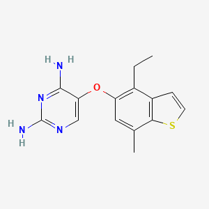 molecular formula C15H16N4OS B8419654 5-(4-Ethyl-7-methyl-benzo[b]thiophen-5-yloxy)-pyrimidine-2,4-diamine 