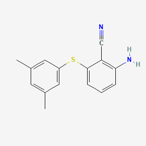 molecular formula C15H14N2S B8419714 6-Amino-2-(3,5-dimethylphenylthio)benzenecarbonitrile 