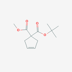 molecular formula C12H18O4 B8420327 1-(Methoxycarbonyl)-1-(tert-butoxycarbonyl)cyclopent-3-ene 