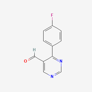 molecular formula C11H7FN2O B8420386 4-(4-Fluorophenyl)pyrimidine-5-carbaldehyde 