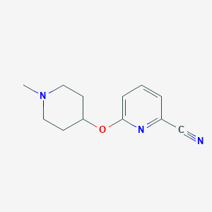 molecular formula C12H15N3O B8420409 6-[(1-Methylpiperidin-4-yl)oxy]pyridine-2-carbonitrile 