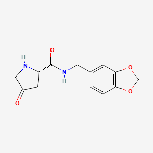 (2S)-N-(1,3-benzodioxol-5-ylmethyl)-4-oxo-2-pyrrolidinecarboxamide
