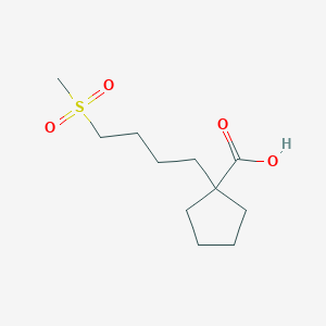 molecular formula C11H20O4S B8421662 1-[4-(Methylsulfonyl)butyl]cyclopentane carboxylic acid 