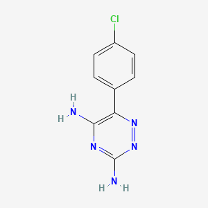 molecular formula C9H8ClN5 B8421731 6-(4-Chlorophenyl)-1,2,4-triazine-3,5-diamine 