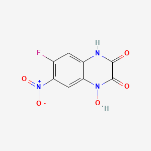 molecular formula C8H4FN3O5 B8421733 6-fluoro-1-hydroxy-7-nitroquinoxaline-2,3-(1H,4H)-dione 