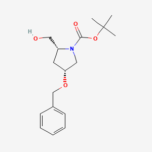 molecular formula C17H25NO4 B8421874 tert-Butyl (2R,4R)-4-(benzyloxy)-2-(hydroxymethyl)pyrrolidine-1-carboxylate CAS No. 869527-82-2