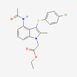 molecular formula C21H21ClN2O3S B8422160 ethyl[4-acetylamino-3-(4-chlorophenylsulfanyl)-2-methyl-1H-indol-1-yl]acetate 