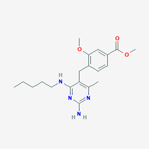 molecular formula C20H28N4O3 B8422176 Methyl 4-((2-amino-4-methyl-6-(pentylamino)pyrimidin-5-yl)methyl)-3-methoxybenzoate 