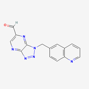 molecular formula C15H10N6O B8422225 1-(Quinolin-6-ylmethyl)-1H-[1,2,3]triazolo[4,5-b]pyrazine-6-carbaldehyde 