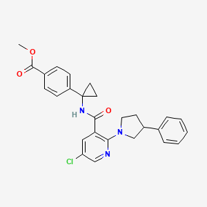 molecular formula C27H26ClN3O3 B8422549 Methyl 4-(1-(5-chloro-2-(3-phenylpyrrolidin-1-yl)nicotinamido)cyclopropyl)benzoate 