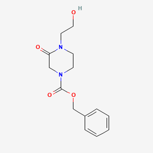 molecular formula C14H18N2O4 B8422577 benzyl 4-(2-hydroxyethyl)-3-oxopiperazine-1-carboxylate CAS No. 955979-13-2