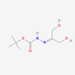 molecular formula C8H16N2O4 B8422731 Tert-butyl 2-[2-hydroxy-1-(hydroxymethyl)ethylidene]hydrazine carboxylate 