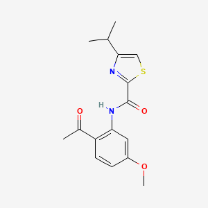 molecular formula C16H18N2O3S B8423028 N-(2-acetyl-5-methoxyphenyl)-4-Isopropyl-2-Thiazolecarboxamide CAS No. 300831-07-6