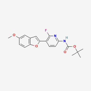 molecular formula C19H19FN2O4 B8423072 [6-Fluoro-5-(5-methoxy-benzofuran-2-yl)-pyridin-2-yl]-carbamic acid tert-butyl ester 