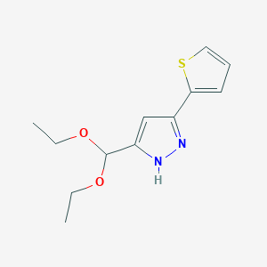molecular formula C12H16N2O2S B8423297 5-(diethoxymethyl)-3-(thiophen-2-yl)-1H-pyrazole 