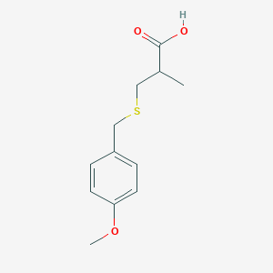 molecular formula C12H16O3S B8423320 3-[(4-Methoxyphenyl)methylthio]-2-methylpropanoic acid 