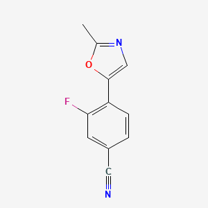 molecular formula C11H7FN2O B8423337 3-Fluoro-4-(2-methyl-1,3-oxazol-5-yl)benzonitrile 