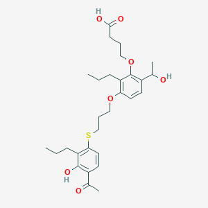 molecular formula C29H40O7S B8423418 (+)-4-[3-(3-(4-Acetyl-3-hydroxy-2-propylphenylthio)propoxy)-6-(1-hydroxyethyl)-2-propylphenoxy] butanoic acid 