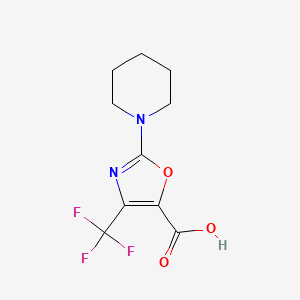 molecular formula C10H11F3N2O3 B8423422 2-(1-Piperidinyl)-4-trifluoromethyloxazole-5-carboxylic acid 