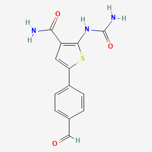 molecular formula C13H11N3O3S B8423436 2-[(Aminocarbonyl)amino]-5-[4-formylphenyl]thiophene-3-carboxamide 