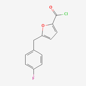molecular formula C12H8ClFO2 B8423779 5-(4-Fluorobenzyl)-2-furan carboxylic acid chloride 