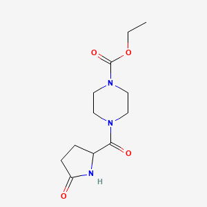 molecular formula C12H19N3O4 B8423789 4-Ethoxycarbonyl-1-(2-pyrrolidone-5-carbonyl)piperazine 