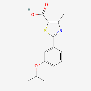 molecular formula C14H15NO3S B8423854 2-(3-Isopropoxyphenyl)-4-methyl-5-thiazolecarboxylic acid 