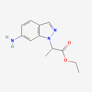 molecular formula C12H15N3O2 B8423861 Ethyl 2-(6-aminoindazol-1-yl)propionate 